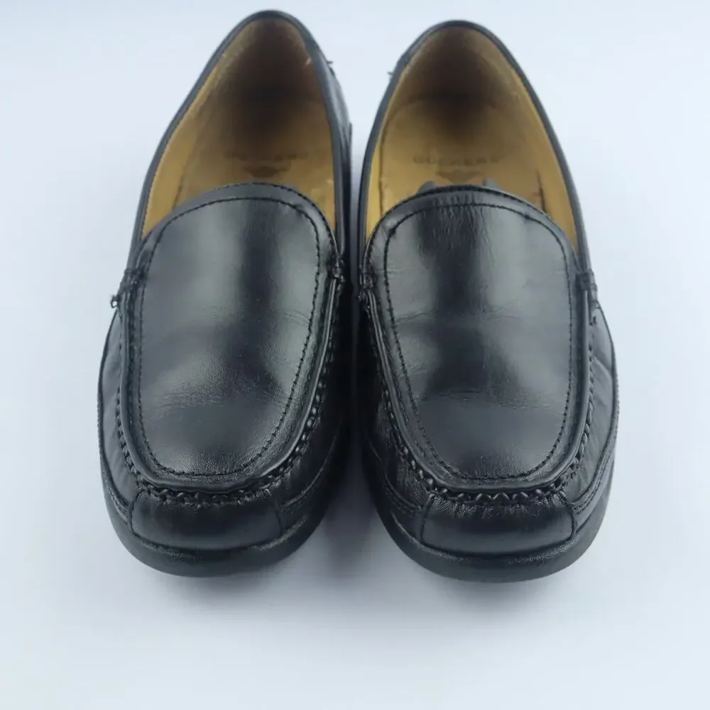 DOCKERS Men's Black Leather Catalina Slip-On Moc-Toe Loafers SZ 10M